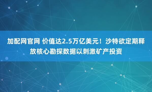 加配网官网 价值达2.5万亿美元!沙特欲定期释放核心勘探数据以刺激矿产投资