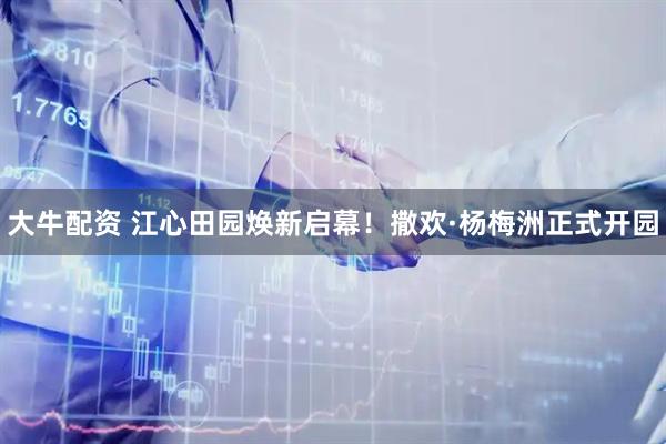 大牛配资 江心田园焕新启幕！撒欢·杨梅洲正式开园