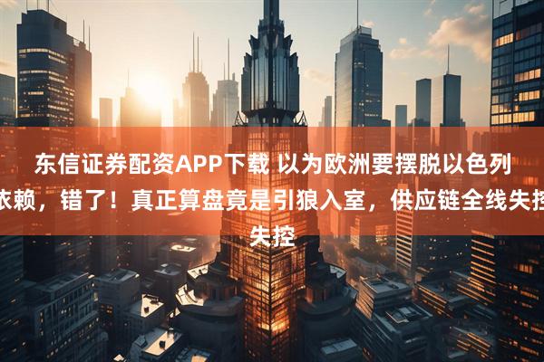 东信证券配资APP下载 以为欧洲要摆脱以色列依赖,错了!真正算盘竟是引狼入室,供应链全线失控